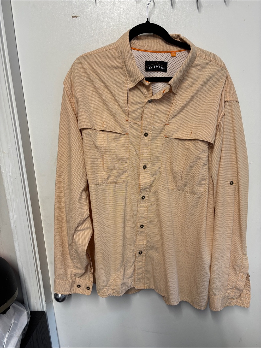 Orvis Light Orange Sun Bum  Long-Sleeve Button Shirt